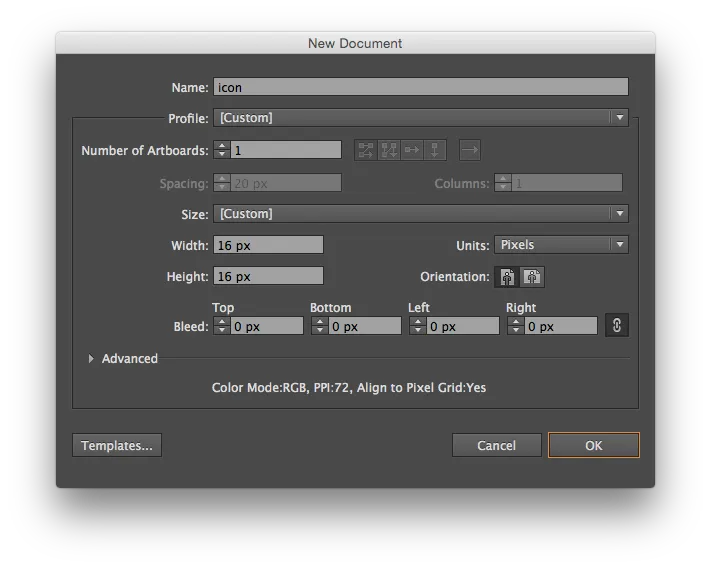 Adobe Illustrator's "New Document" dialog
